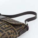 FENDI Zucca Canvas Mamma Baguette Shoulder Bag Black Brown Auth 189109V-8