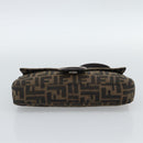FENDI Zucca Canvas Mamma Baguette Shoulder Bag Black Brown Auth 189109V-5