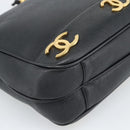 CHANEL Triple Coco Chain Shoulder Bag Caviar Skin Black Gold CC Auth 189110V-13