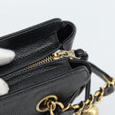 CHANEL Triple Coco Chain Shoulder Bag Caviar Skin Black Gold CC Auth 189110V-14