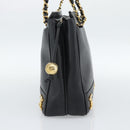 CHANEL Triple Coco Chain Shoulder Bag Caviar Skin Black Gold CC Auth 189110V-4