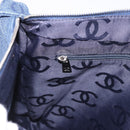 CHANEL Shoulder Bag Denim Blue Silver CC Auth 189111V-21