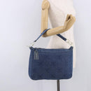 CHANEL Shoulder Bag Denim Blue Silver CC Auth 189111V-23