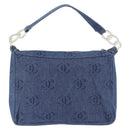 CHANEL Shoulder Bag Denim Blue Silver CC Auth 189111V-2