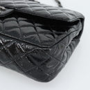 CHANEL Matelasse 25 Chain Bag Patent leather Black Silver CC Auth 189112SM-15