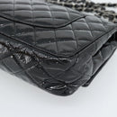 CHANEL Matelasse 25 Chain Bag Patent leather Black Silver CC Auth 189112SM-17