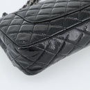 CHANEL Matelasse 25 Chain Bag Patent leather Black Silver CC Auth 189112SM-18
