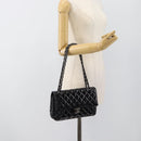 CHANEL Matelasse 25 Chain Bag Patent leather Black Silver CC Auth 189112SM-29
