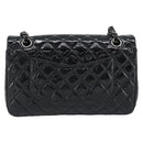 CHANEL Matelasse 25 Chain Bag Patent leather Black Silver CC Auth 189112SM-2