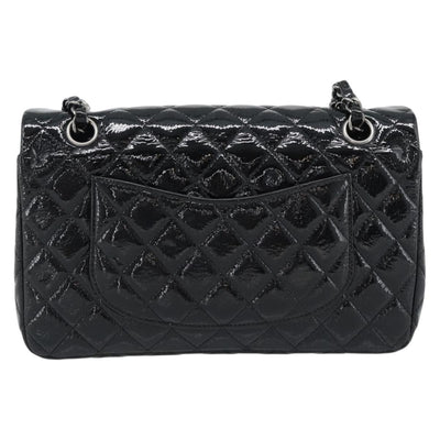 CHANEL Matelasse 25 Chain Bag Patent leather Black Silver CC Auth 189112SM - 0