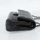 CHANEL Matelasse 25 Chain Bag Patent leather Black Silver CC Auth 189112SM-4