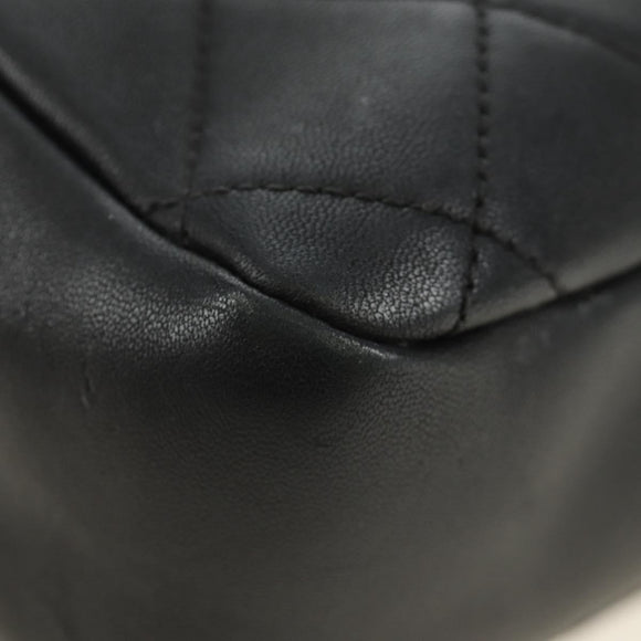 CHANEL All About Chain Matelasse Bag Lamb Skin Black Gold CC Auth 189115SM