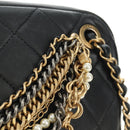 CHANEL All About Chain Matelasse Bag Lamb Skin Black Gold CC Auth 189115SM-19