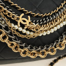 CHANEL All About Chain Matelasse Bag Lamb Skin Black Gold CC Auth 189115SM-20