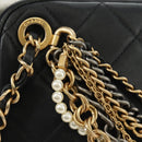 CHANEL All About Chain Matelasse Bag Lamb Skin Black Gold CC Auth 189115SM-21