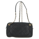 CHANEL All About Chain Matelasse Bag Lamb Skin Black Gold CC Auth 189115SM-2
