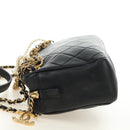 CHANEL All About Chain Matelasse Bag Lamb Skin Black Gold CC Auth 189115SM-4
