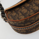 Christian Dior Trotter Canvas Romantische Kettingtas PVC Bruin Zilver Auth 189117SM-14