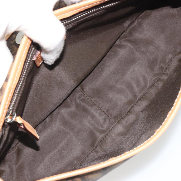 Christian Dior Trotter Canvas Romantische Kettingtas PVC Bruin Zilver Auth 189117SM