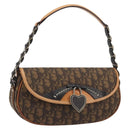 Christian Dior Trotter Canvas Romantische Kettingtas PVC Bruin Zilver Auth 189117SM-1