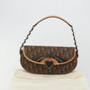 Christian Dior Trotter Canvas Romantische Kettingtas PVC Bruin Zilver Auth 189117SM-12