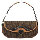 Christian Dior Trotter Canvas Romantische Kettingtas PVC Bruin Zilver Auth 189117SM-13