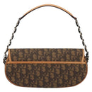 Christian Dior Trotter Canvas Romantische Kettingtas PVC Bruin Zilver Auth 189117SM-2