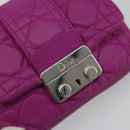 Christian Dior Chain Cannage Shoulder Bag Lamb Skin Purple Auth 189118A-17