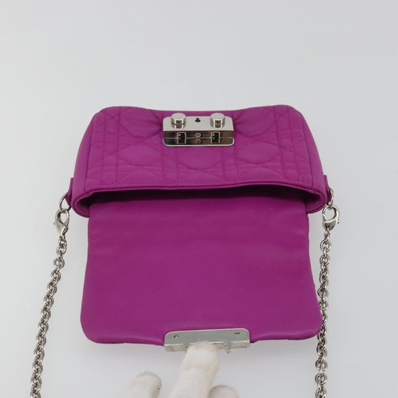 Christian Dior Chain Cannage Shoulder Bag Lamb Skin Purple Auth 189118A
