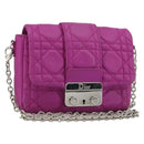 Christian Dior Chain Cannage Shoulder Bag Lamb Skin Purple Auth 189118A-1