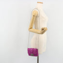 Christian Dior Chain Cannage Shoulder Bag Lamb Skin Purple Auth 189118A-24