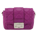 Christian Dior Chain Cannage Shoulder Bag Lamb Skin Purple Auth 189118A-13