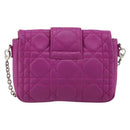 Christian Dior Chain Cannage Shoulder Bag Lamb Skin Purple Auth 189118A-2