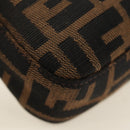 FENDI Zucca Canvas Mamma Baguette Shoulder Bag Black Brown Auth 189121SV-15