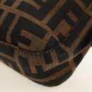 FENDI Zucca Canvas Mamma Baguette Shoulder Bag Black Brown Auth 189121SV-16