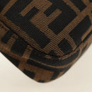 FENDI Zucca Canvas Mamma Baguette Shoulder Bag Black Brown Auth 189121SV-17