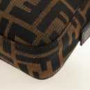 FENDI Zucca Canvas Mamma Baguette Shoulder Bag Black Brown Auth 189121SV-18