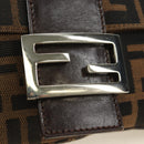 FENDI Zucca Canvas Mamma Baguette Shoulder Bag Black Brown Auth 189121SV-19
