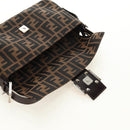 FENDI Zucca Canvas Mamma Baguette Shoulder Bag Black Brown Auth 189121SV-20