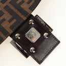 FENDI Zucca Canvas Mamma Baguette Shoulder Bag Black Brown Auth 189121SV-21