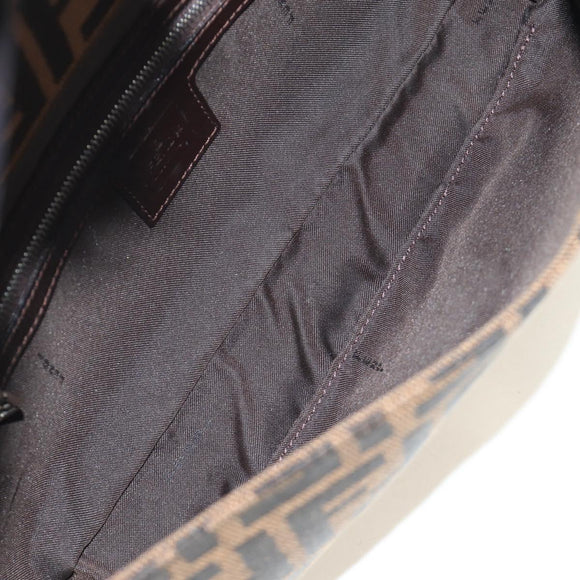 FENDI Zucca Canvas Mamma Baguette Shoulder Bag Black Brown Auth 189121SV
