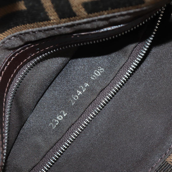 FENDI Zucca Canvas Mamma Baguette Shoulder Bag Black Brown Auth 189121SV
