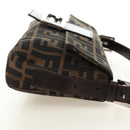 FENDI Zucca Canvas Mamma Baguette Shoulder Bag Black Brown Auth 189121SV-4
