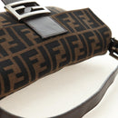 FENDI Zucca Canvas Mamma Baguette Shoulder Bag Black Brown Auth 189121SV-6