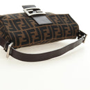 FENDI Zucca Canvas Mamma Baguette Shoulder Bag Black Brown Auth 189121SV-7