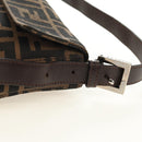 FENDI Zucca Canvas Mamma Baguette Shoulder Bag Black Brown Auth 189121SV-8