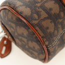 Christian Dior Trotter Canvas Romantic Hand Bag PVC Brown Silver Auth 189127M-15