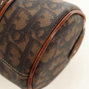 Christian Dior Trotter Canvas Romantic Hand Bag PVC Brown Silver Auth 189127M-16