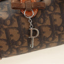 Christian Dior Trotter Canvas Romantic Hand Bag PVC Brown Silver Auth 189127M-19