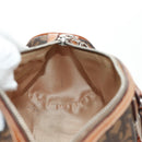 Christian Dior Trotter Canvas Romantic Hand Bag PVC Brown Silver Auth 189127M-23